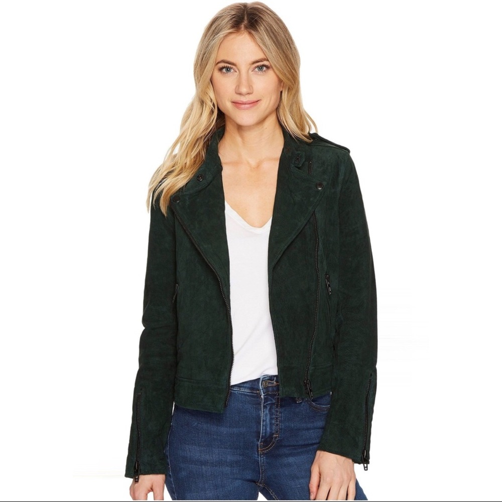 Blank NYC Emerald Green Suede Moto Jacket